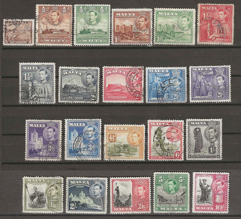 MALTA 1938/43 SG 217/231 USED
