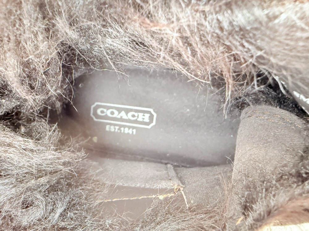 Coach Colette Logo Fabric Mongolian Lamb Lining 8 (EU 39) Ankle Boot