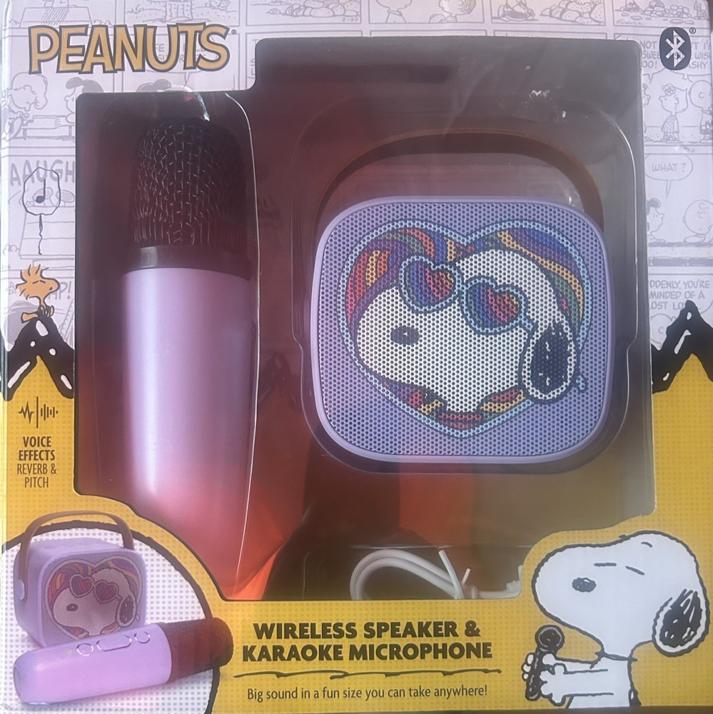 🔥 PEANUTS Snoopy Wireless Speaker + Karaoke Microphone Set – Bluetooth 5.4