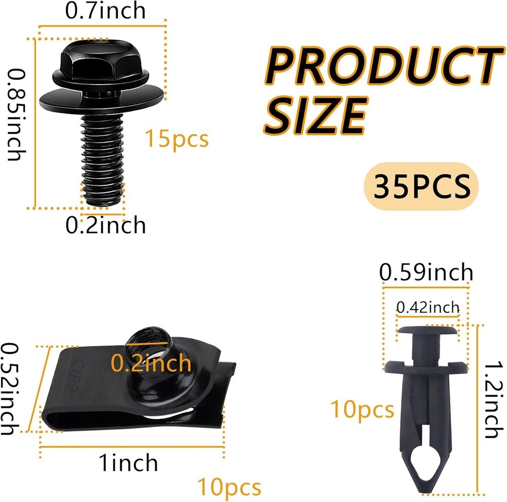 35PCS Car Engine Cover Clips Fasteners,Screw & Bolt Assortment Sets for Splas...