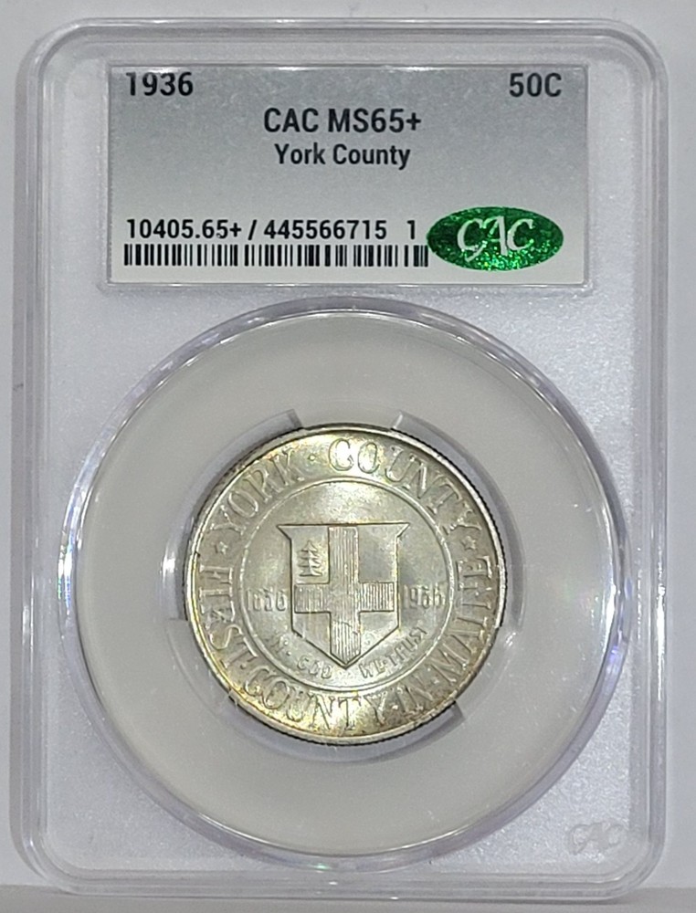 1936 York Commemorative Half Dollar CAC MS65+, Magnificent Luster