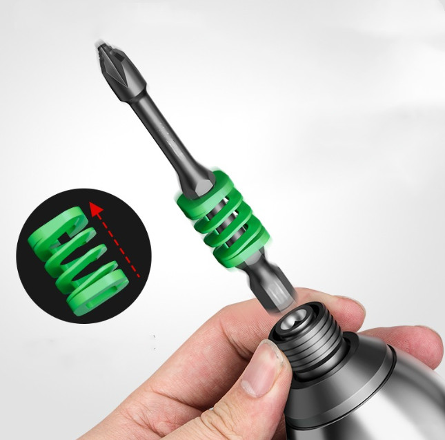 Magnetic Bit with Spring, Spring Impact Non-slip Hexagonal Electric Screwdriver