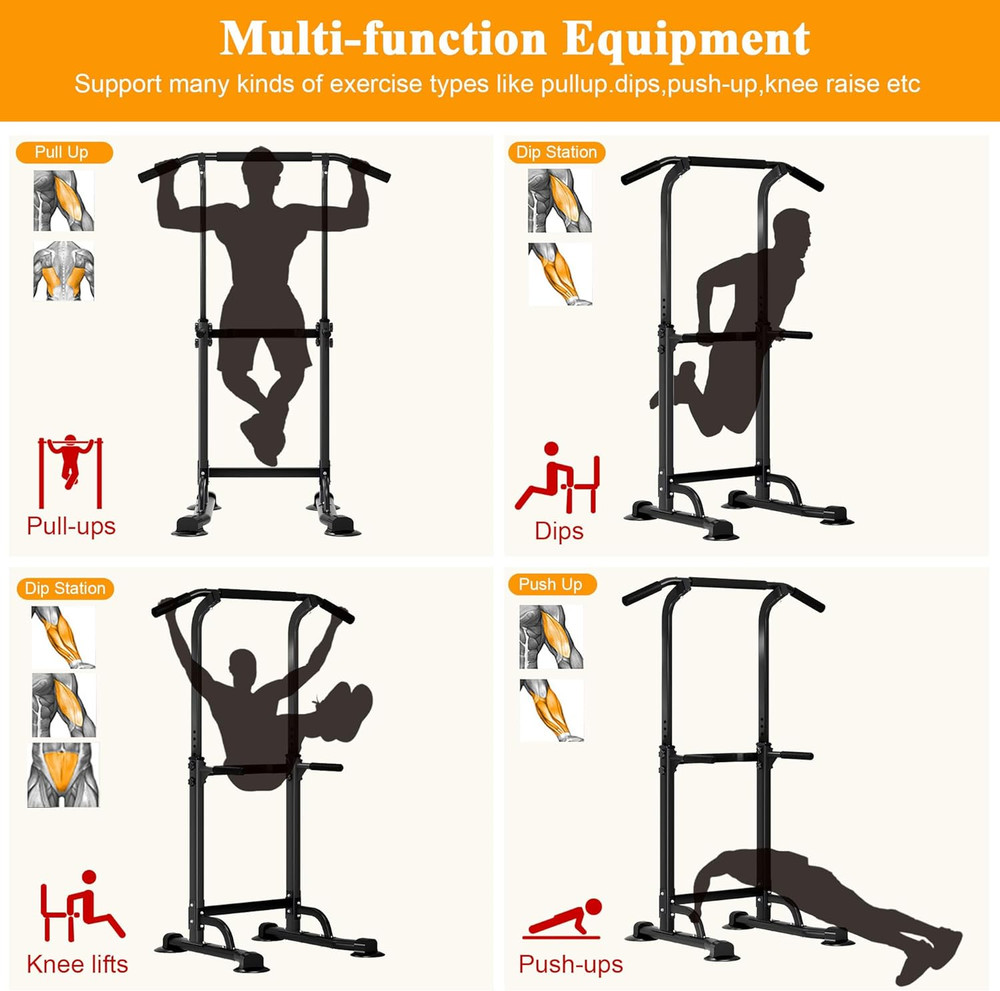 Multi-Function Power Tower - Pull Up & Dip Station for Home Fitness
