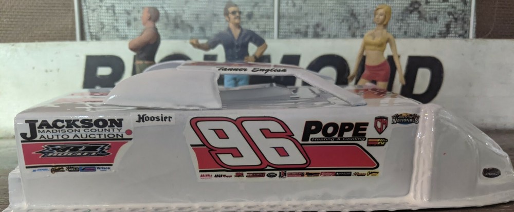 #96 Pope Heating & Cooling Crate Dirt Late Model 1/64th Scale Waterslide Decal