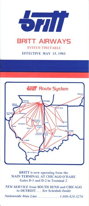 Britt Airways timetable 1983/05/15