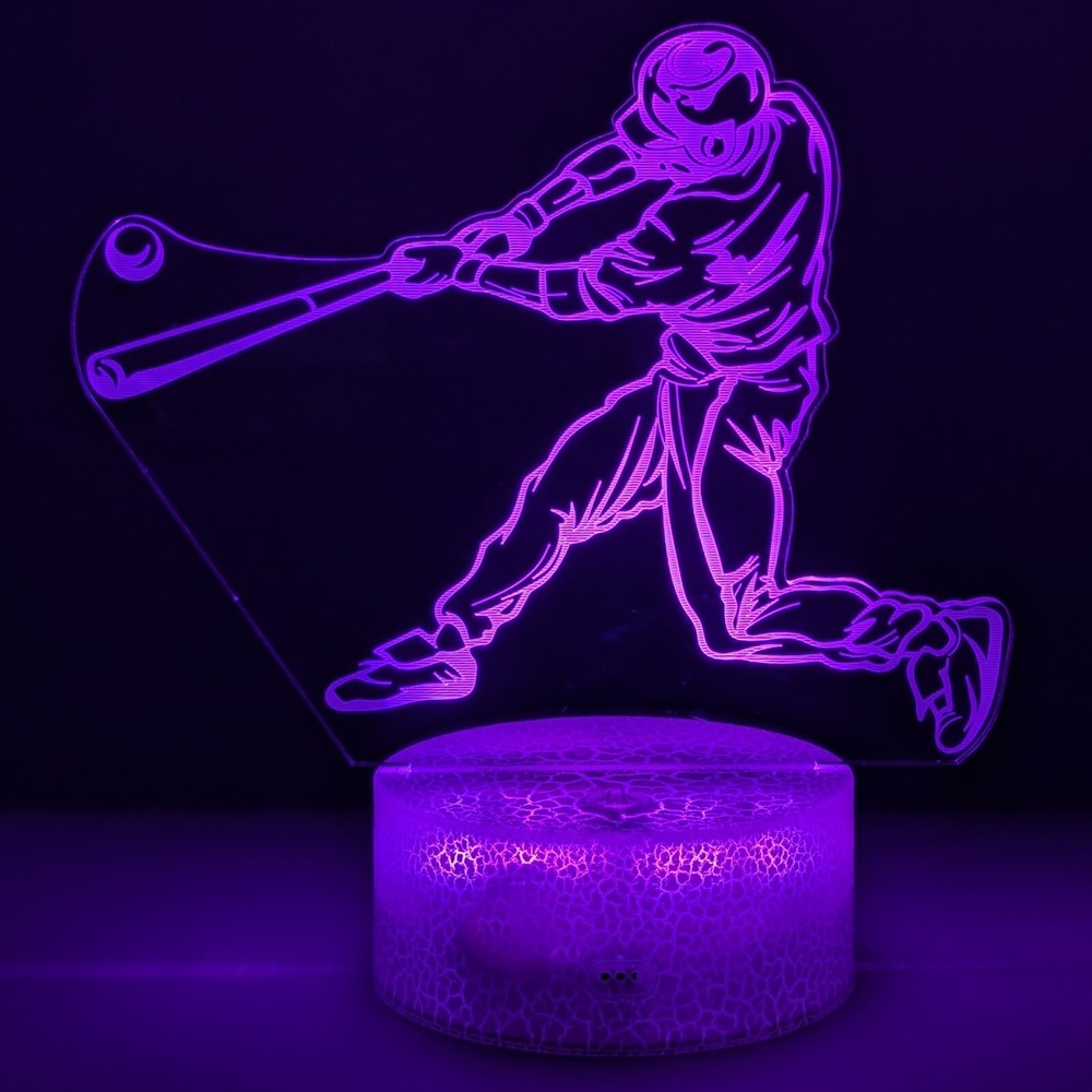 Baseball Swing LED Night Light w/ Remote Control - 16 Colors, 5 Modes, Dimmable