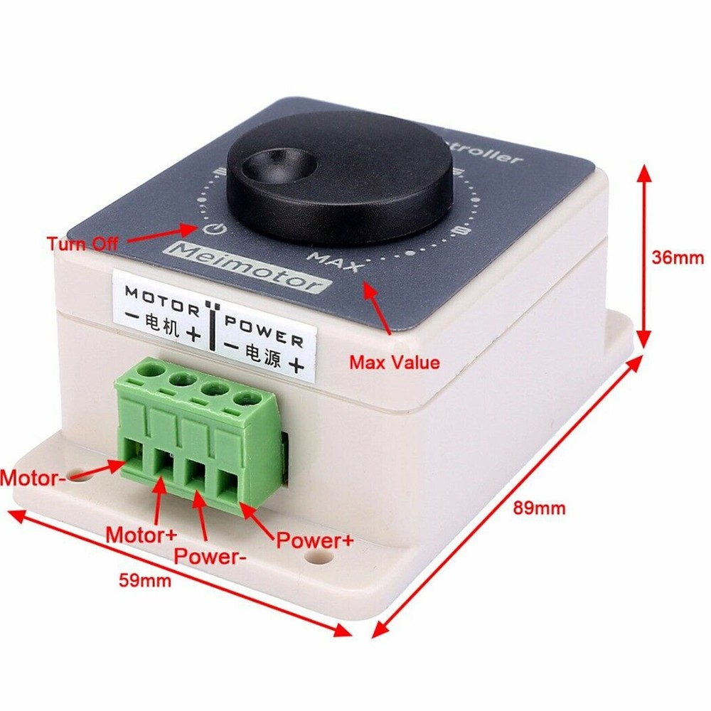 12V 24V 48V 20A DC 10-60v Motor Adjustable Speed Controller Regulator Switch US