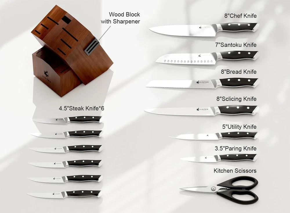 HENCKELS Statement Premium Quality 15-Piece Set with Block Natural Razor-Sharp