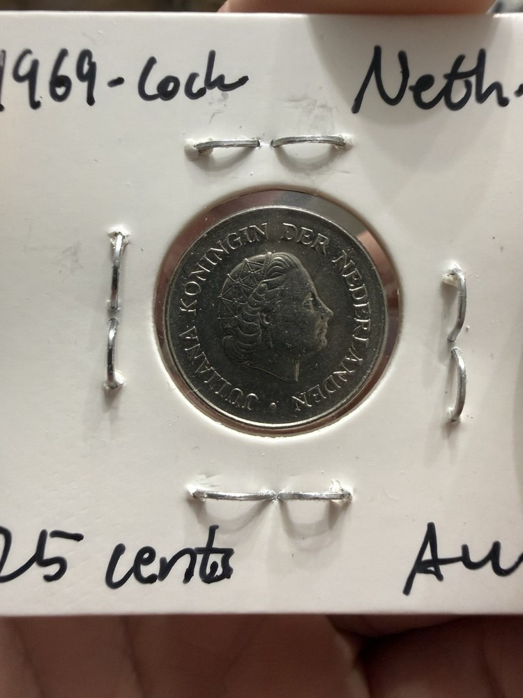 1969 Netherlands 25 Cent Coin - AU