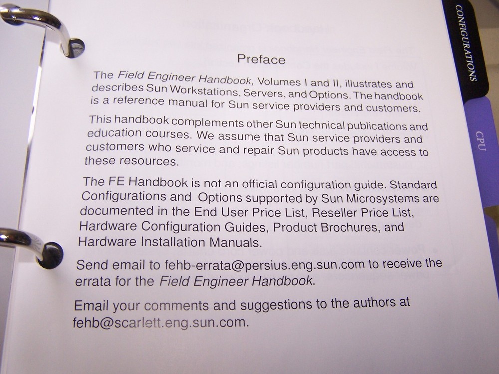Sun Field Engineering Handbooks 1 & 2 - 1987