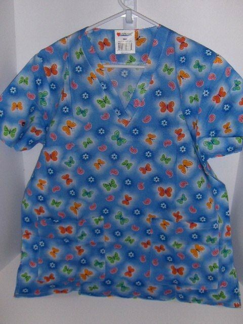 All Heart - butterfly scrub top - Medium