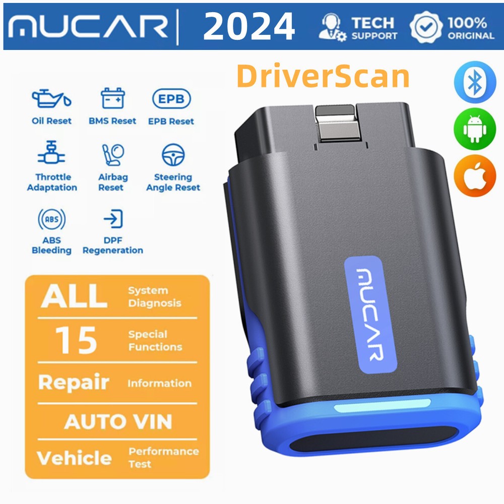 MUCAR DriverScan Bluetooth OBD2 Car Diagnostic Scanner Full System Active Test