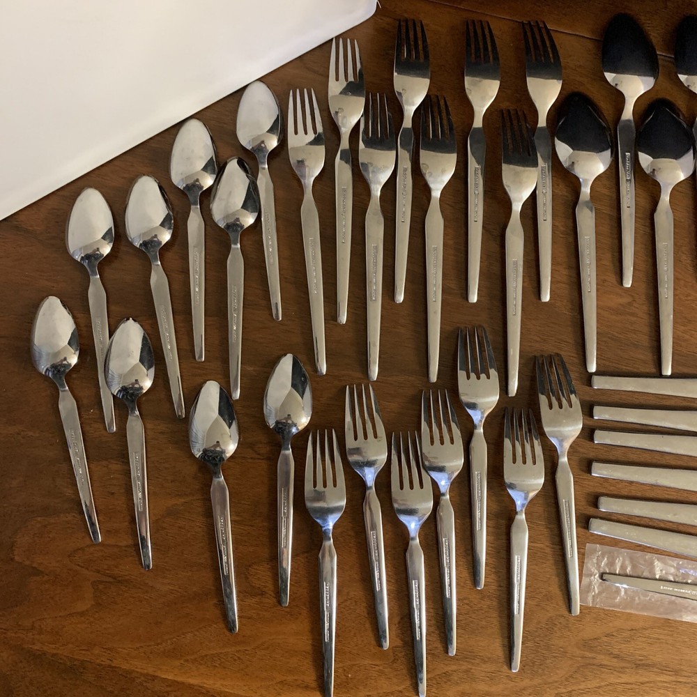 Haddon Hall MCM Modern Stainless Silverware Flatware 48pc Serving Pcs Japan