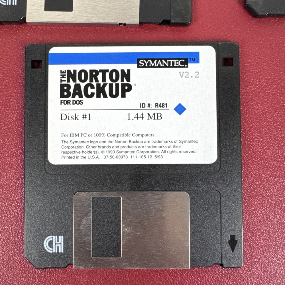 Symantec Norton Backup for Wndows DOS IBM Software 3.5" Disk