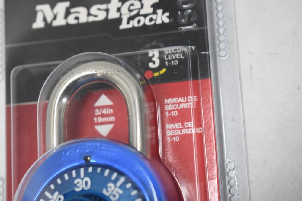 Master Lock Combination Padlock 1-7/8 Assorted 1530DCM Hardened Shackle Blue