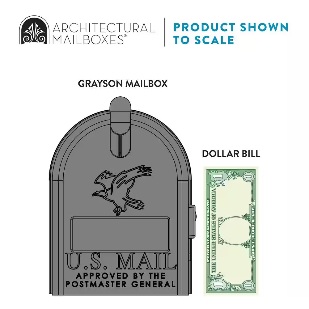 Architectural Mailboxes Grayson Medium Steel Post Mount Mailbox Gray ST1000AM