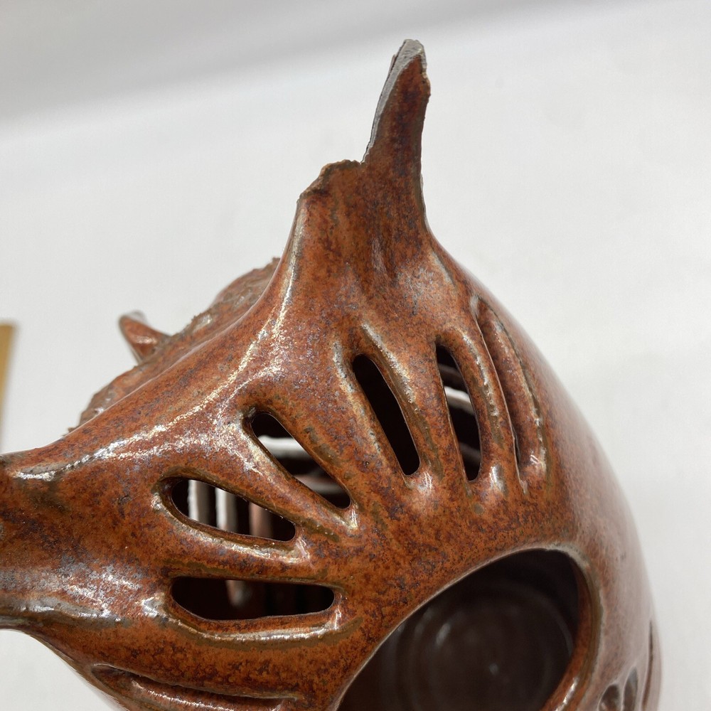 Art Pottery Owl Candle Holder