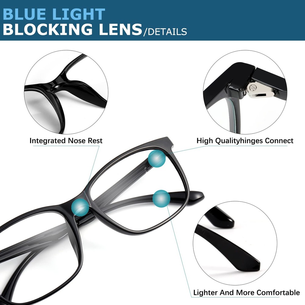 Blue-Light Blocking Glasses Computer Reading/Gaming/TV/Phones Glasses ...
