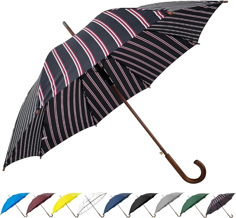 48" Large Umbrella –Windproof Stick Umbrellas Rain Automatic Open Vintage Cane
