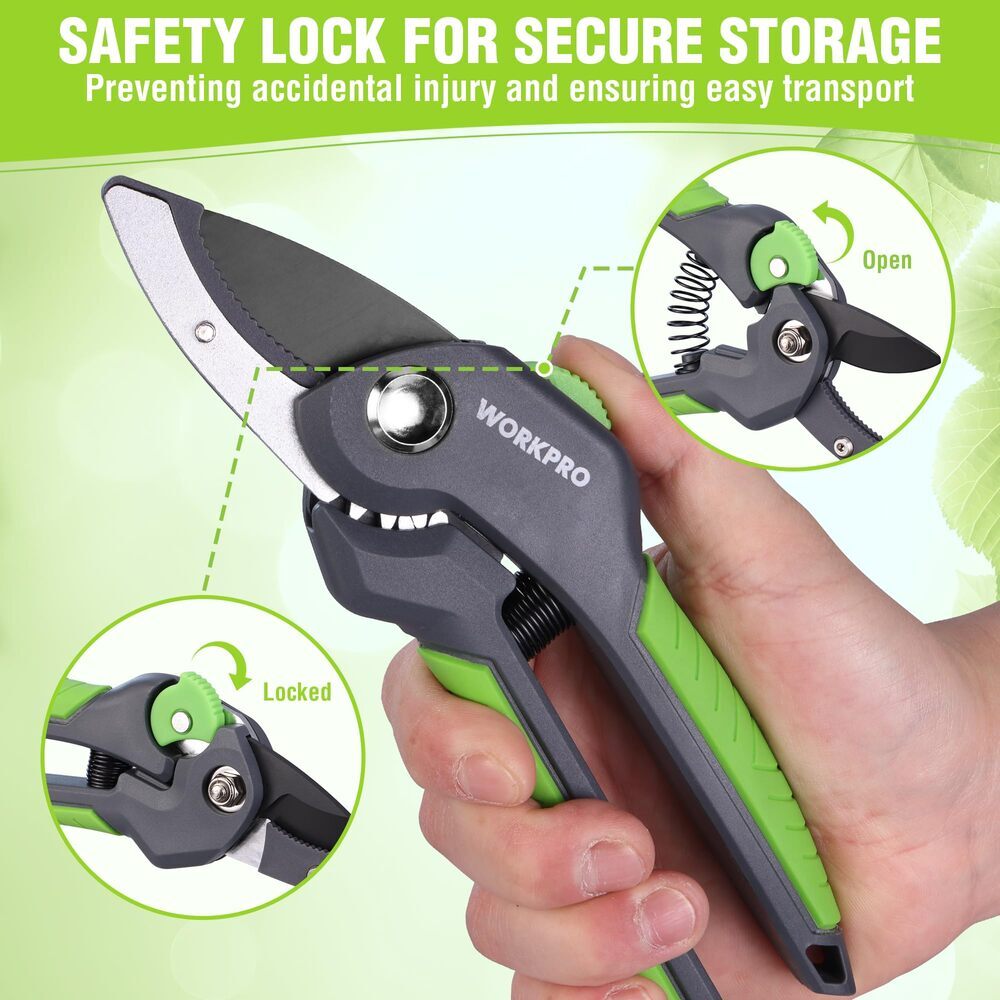 WORKPRO 8.5-Inch Anvil Pruning Shears with Ergonomic Handle
