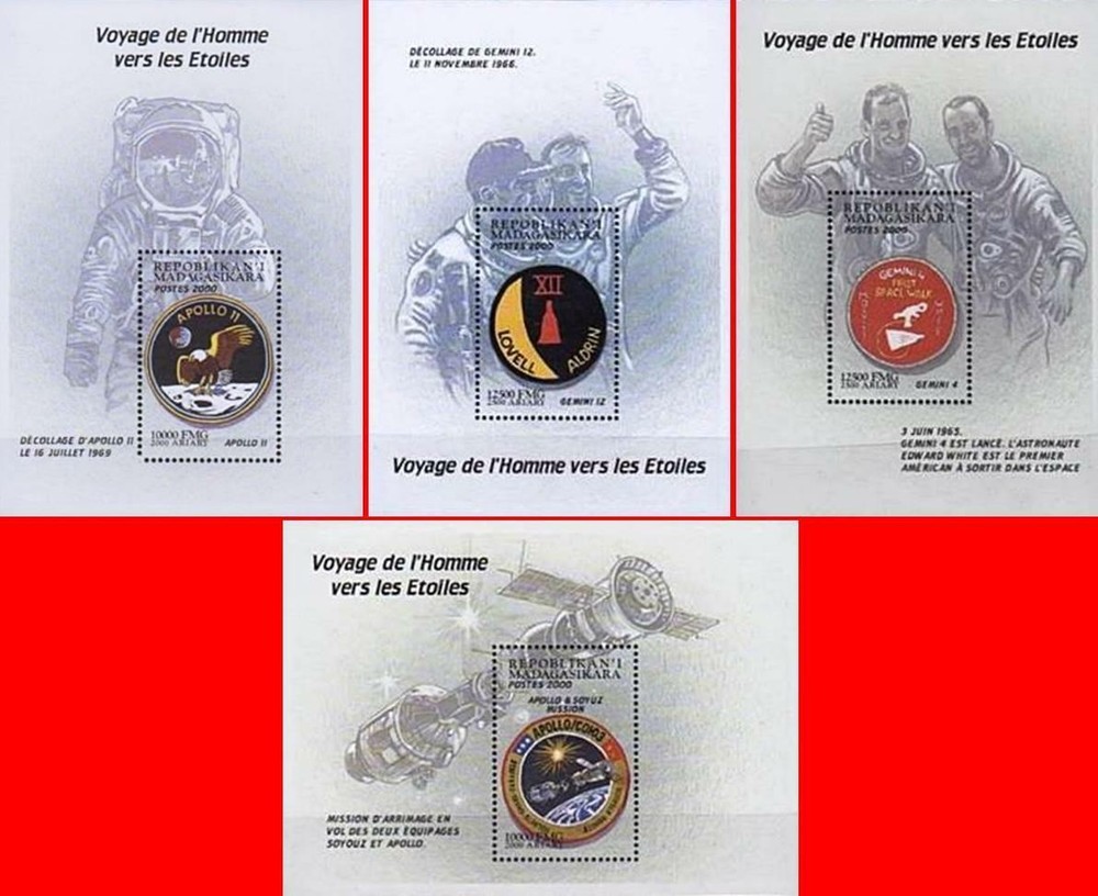MADAGASCAR 2000 SPACE PROGRAMS + 8 S/S + 4 M/S (13 items !!!) CV$68.00 MNH