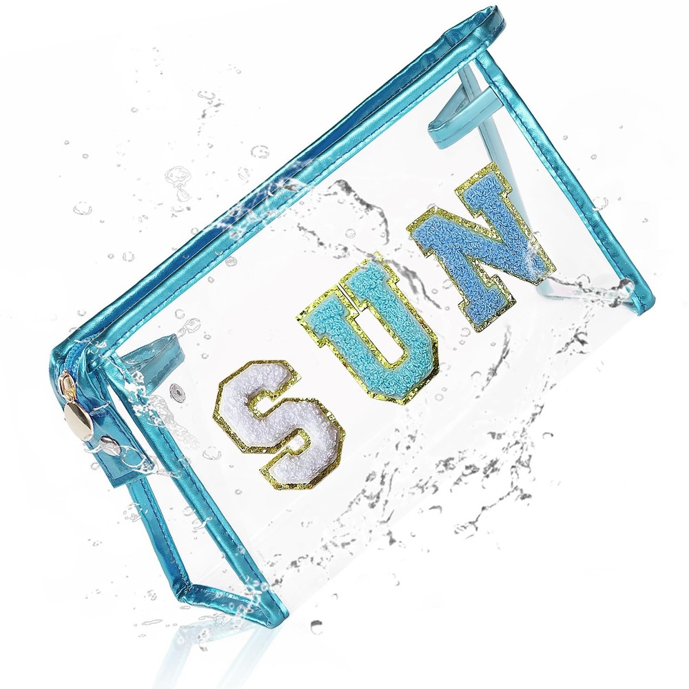 COSHAYSOO Clear Waterproof Makeup Bag Blue