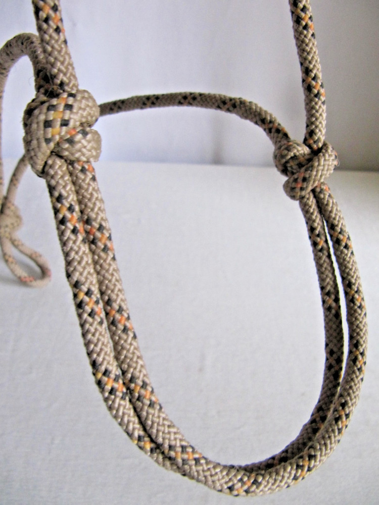 KNOT ROPE HALTER Tan with Blk & Orange