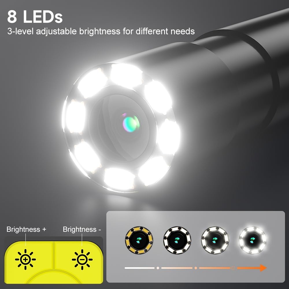 Endoscope Camera with 8 LED Lights