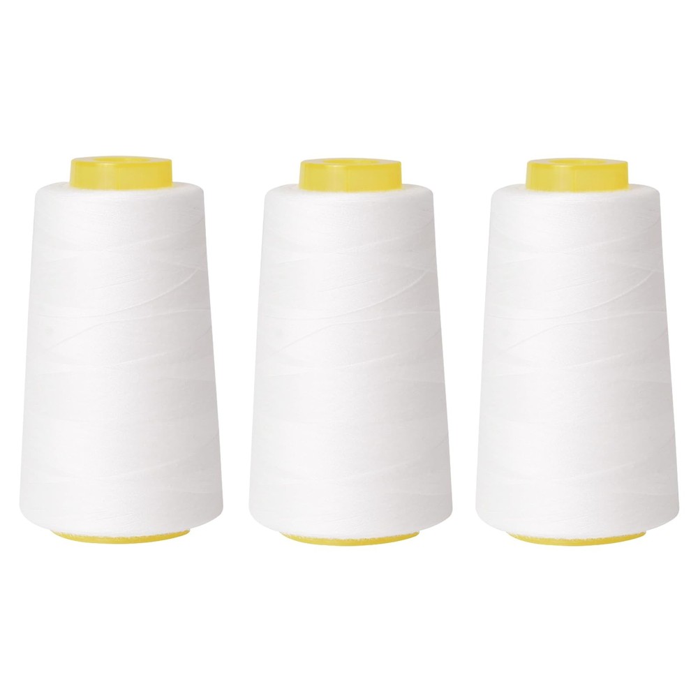 Sewing Thread Cone Set 3 Pack Serger Thread 3000 Yards Each All Purpose Threa...