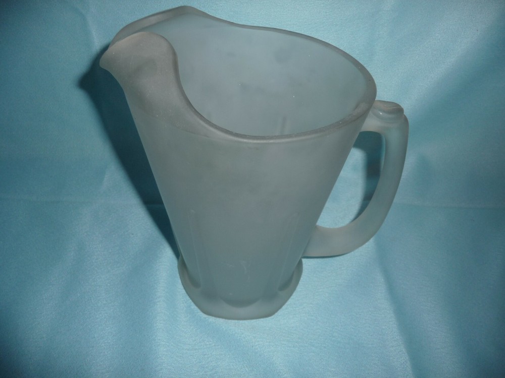 Frosted Glass Pitcher and Two Mugs