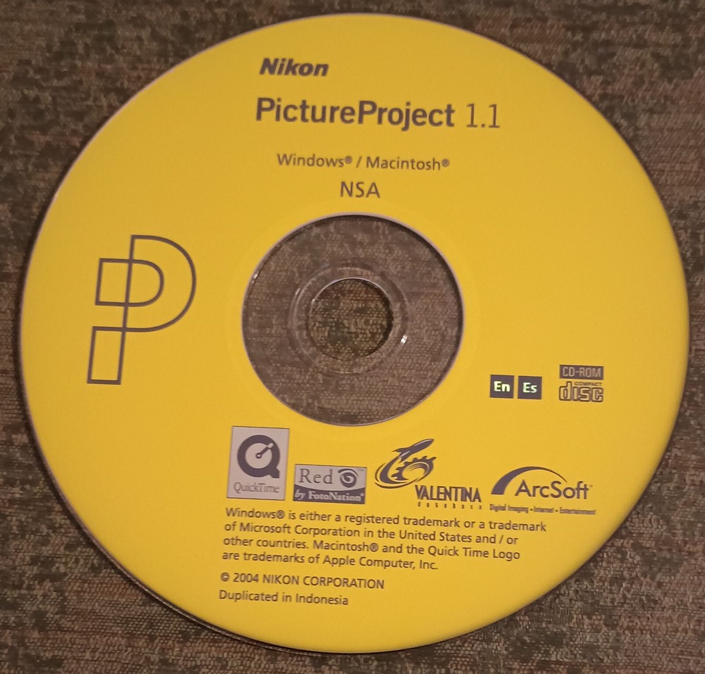 Nikon Picture Project 1.1 - Windows + MAC software - disc only