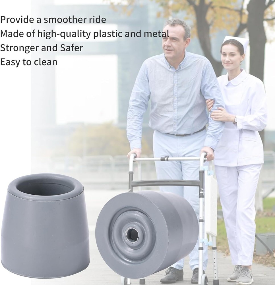 4PCS 1 1/8'' Heavy Duty Rubber Walker Tips for Walkers and Commodes