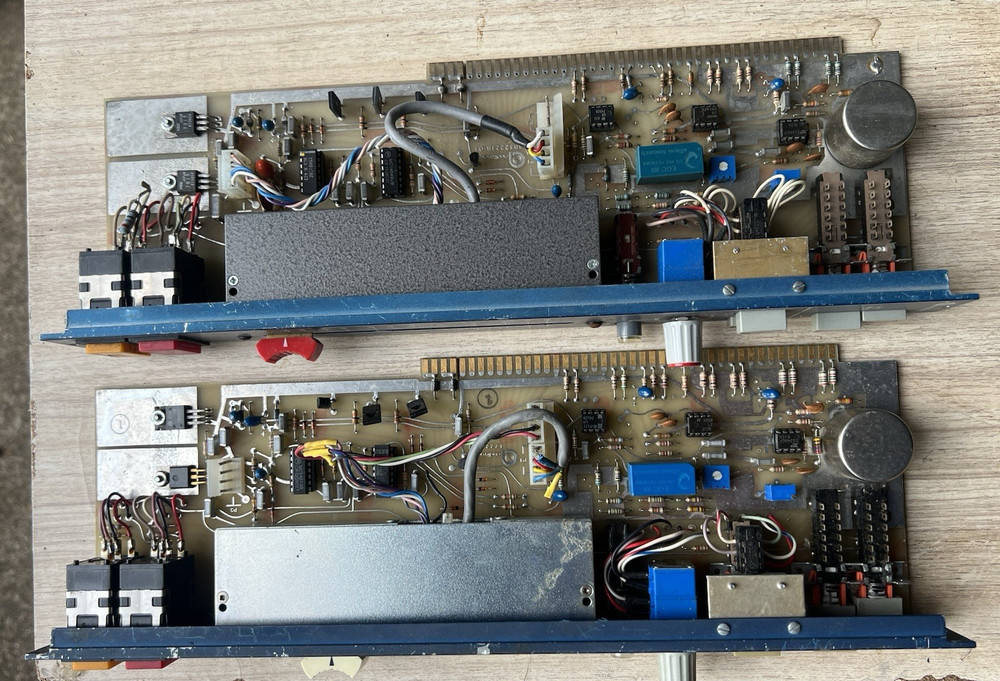 pair vintage Auditronics blueface 200-MIS mic preamps console strips modules