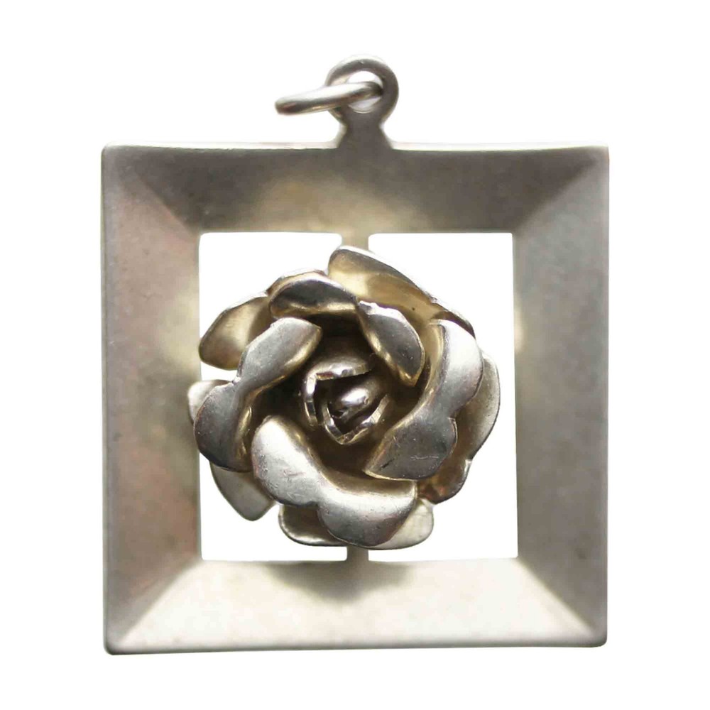 Vintage Pendant Flower Rose Silver 925 (DEV322-)