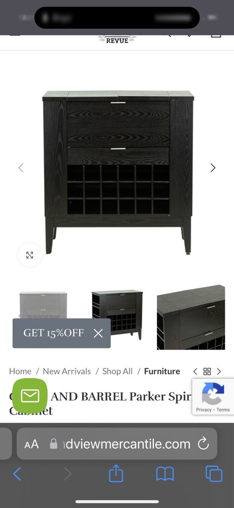 Crate & Barrel Parker Spirits Bar Cabinet (Black)