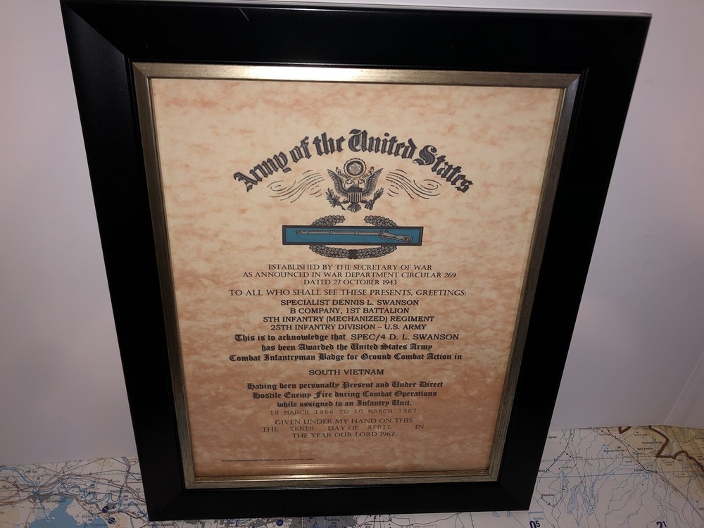 VIETNAM WAR / COMBAT INFANTRYMAN BADGE CERTIFICATE / REPLACEMENT (COMMEMORATIVE)
