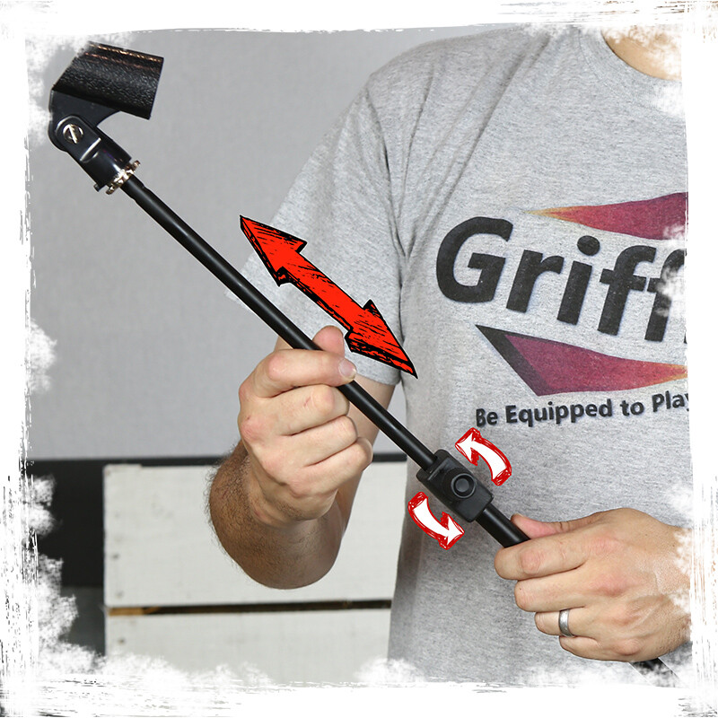 GRIFFIN Microphone Stand - Telescopic Mic Boom Mount Stage Studio Holder Clip