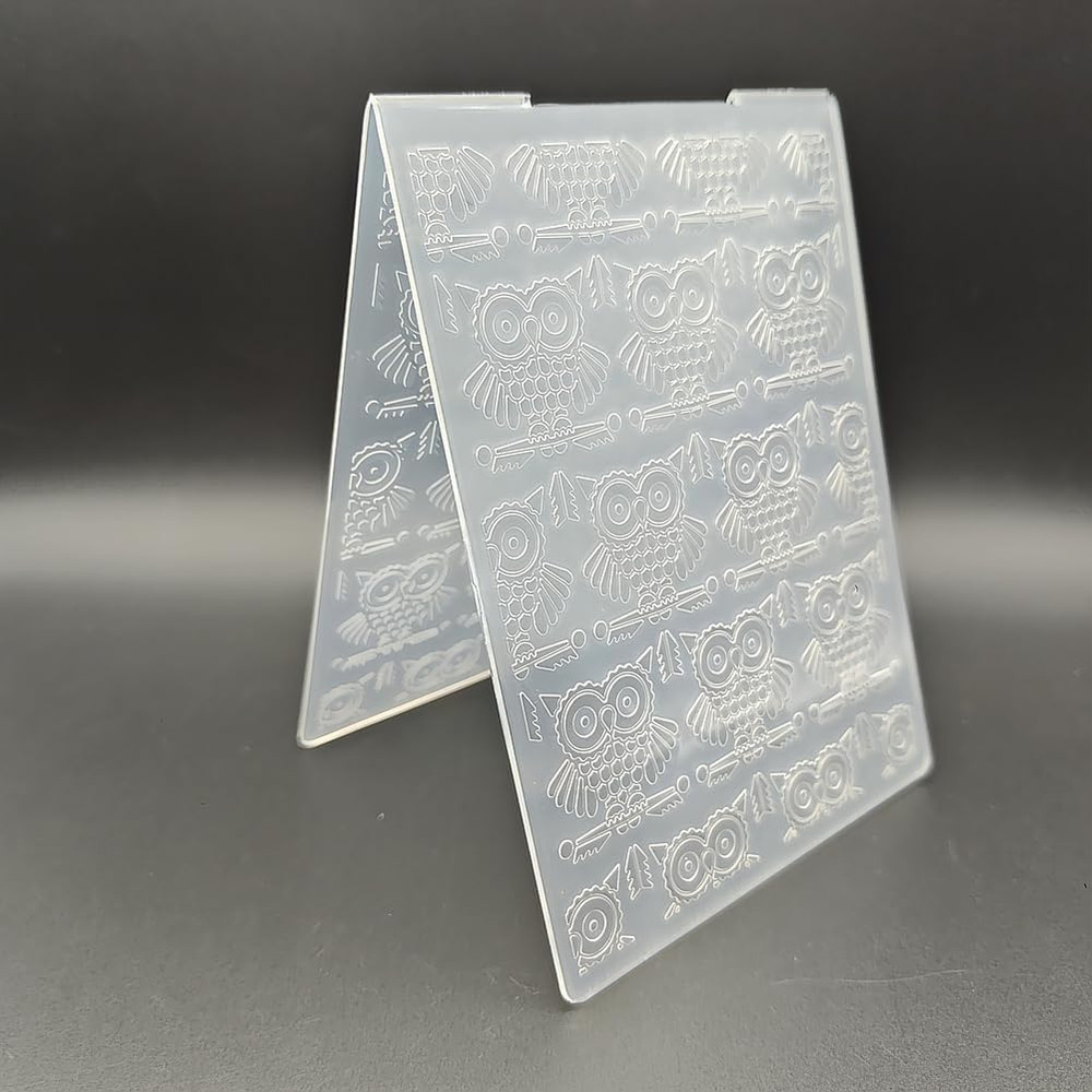 Plastic Embossing Folder A6 Size Owls Pattern Paper Crafts Plastic Textured Impr