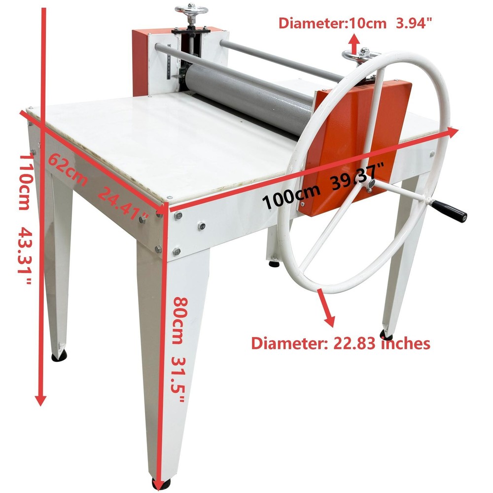 Dual Roller Ceramic Clay Slab Roller Machine with Large Handwheel & Scale Ruler