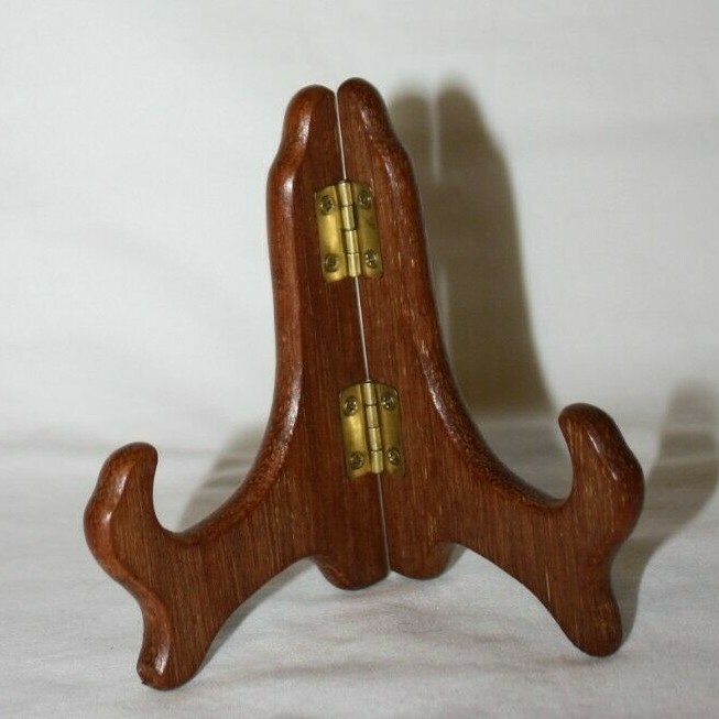 4" Hinged Teak Finish Display Easel