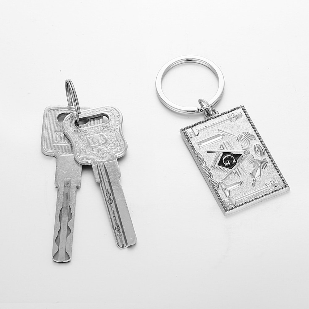 Blue Lodge Square & Compasses SILVER Masonic Freemason Keyring Keychain