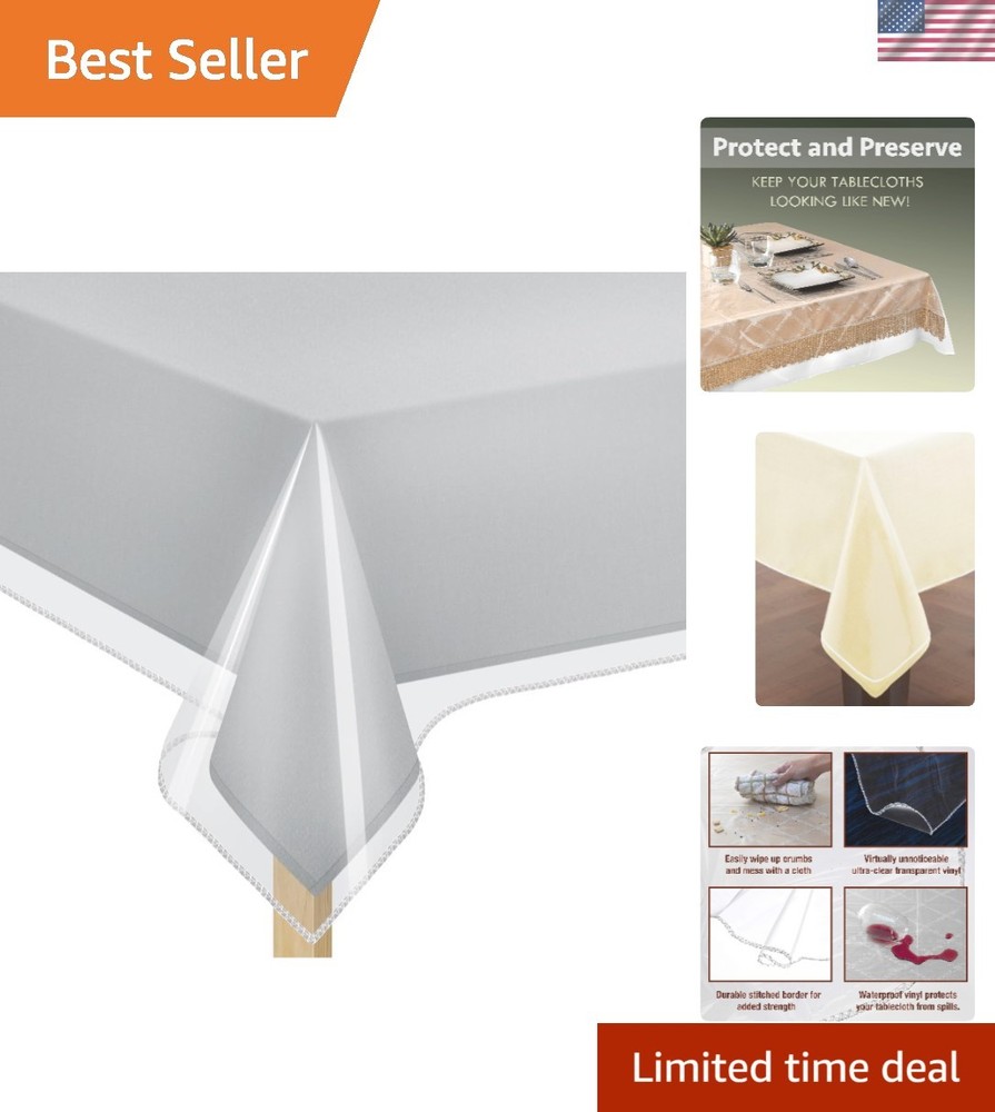 Deluxe 54" x 78" Rectangular Table Cover - Waterproof Vinyl Protector for Dining