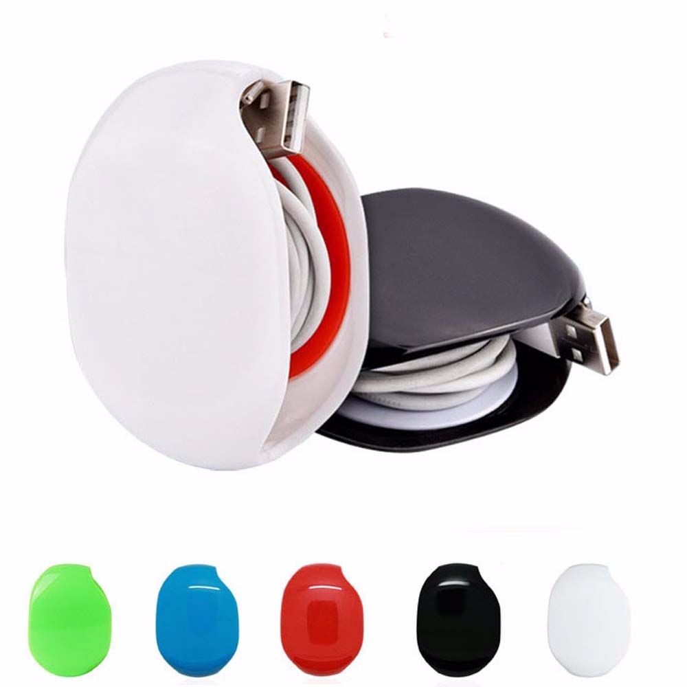 1x Automatic Closing Cable Cord Wire Organizer Bobbin Winder Earphone Wrap