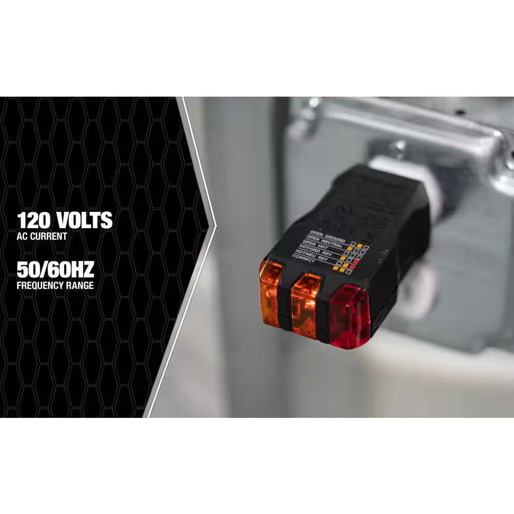 120-Volt AC Receptacle Tester with Push-Button GFCI Test