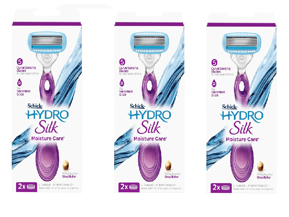 Schick Hydro Silk Razor + 2 Refill Cartridges 1 Ea (3 pack)