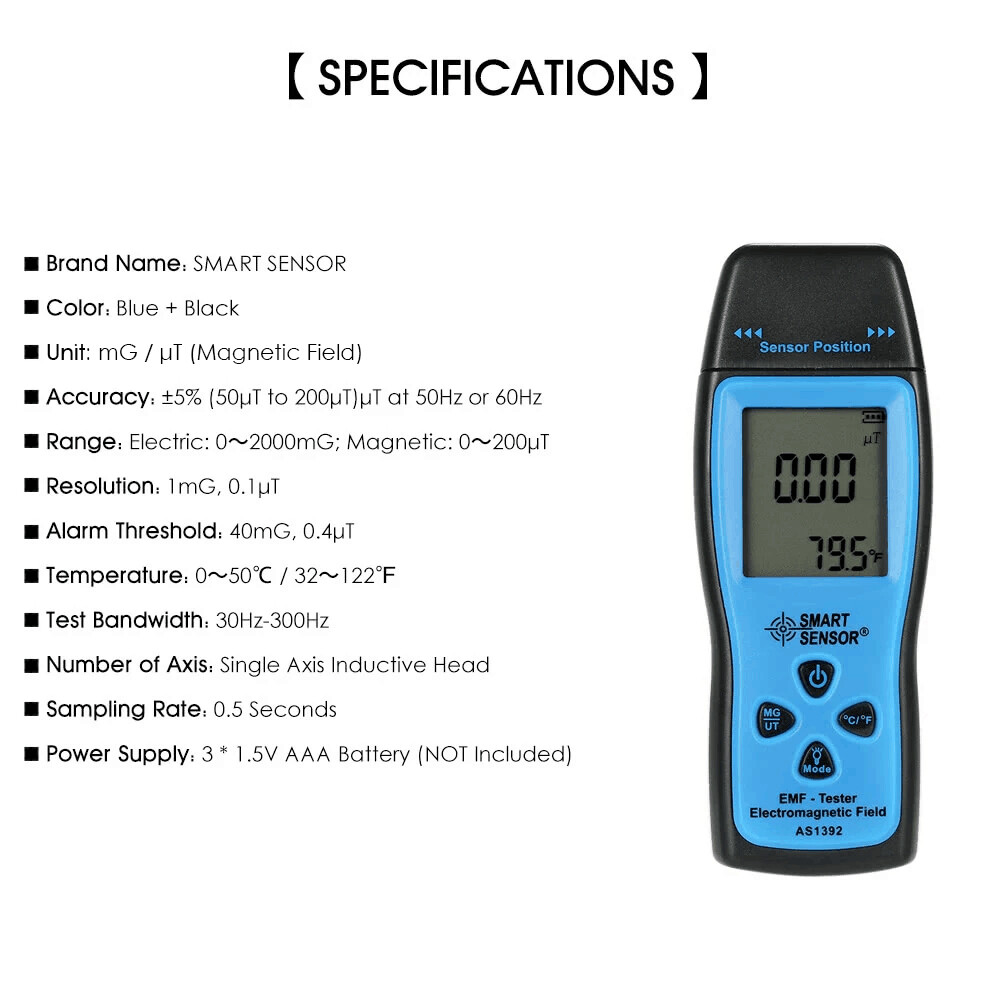 SMART SENSOR Mini Digital EMF Tester Electromagnetic Field Radiation Meter