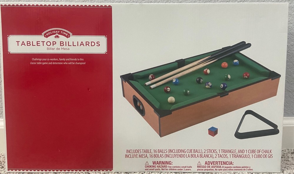 *NEW* (Holiday Time) Tabletop Billiards Super Fun Classic Mini Pool Table