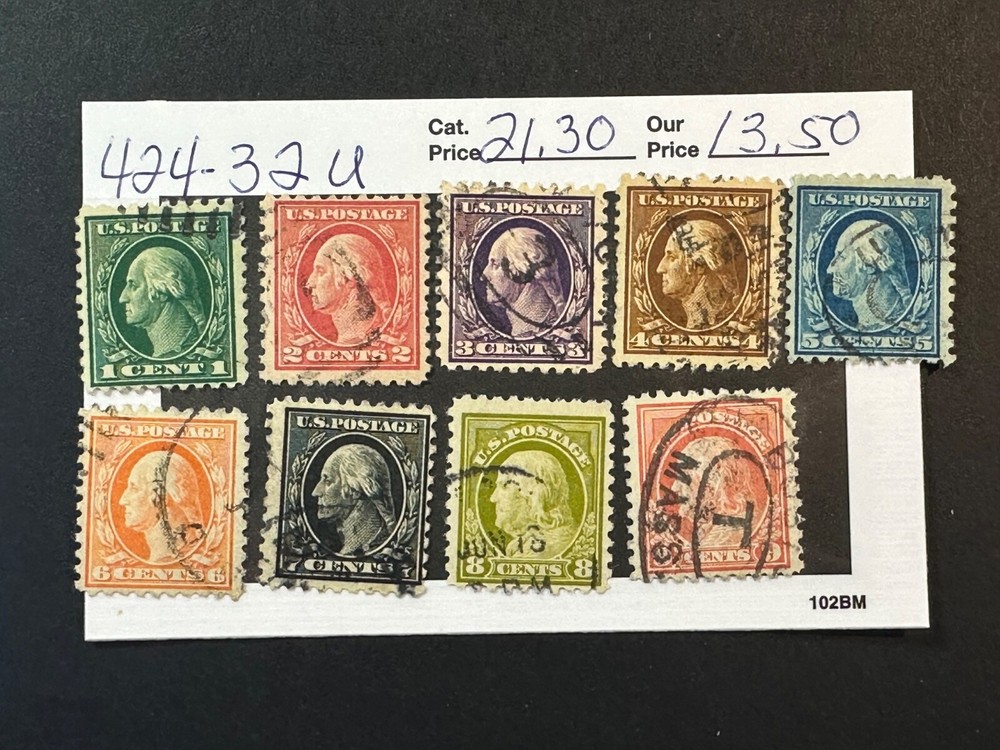 Scott # 424-32      2024 Scott Catalogue Value $ 21.30