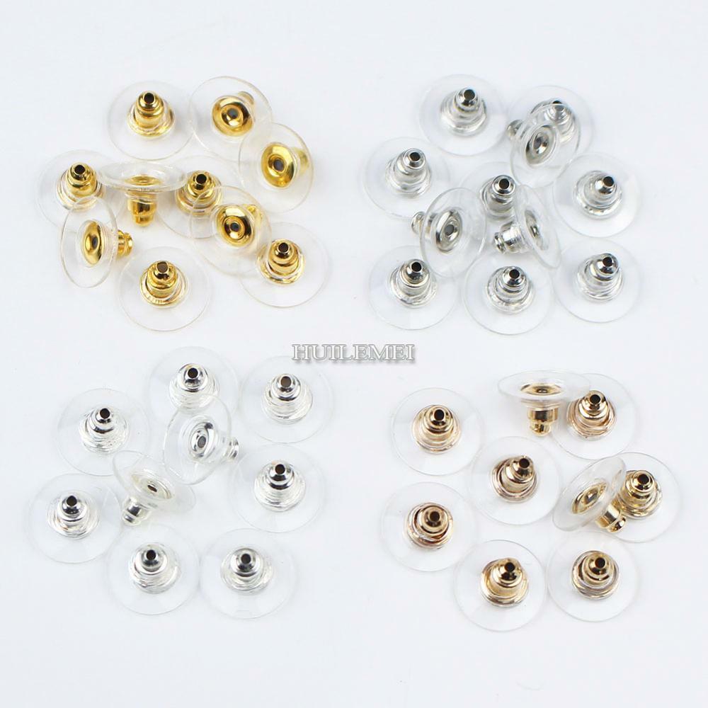 100pcs Plastic Rubber Stud Earring Back Stoppers Ear Post Nuts Jewelry Findings