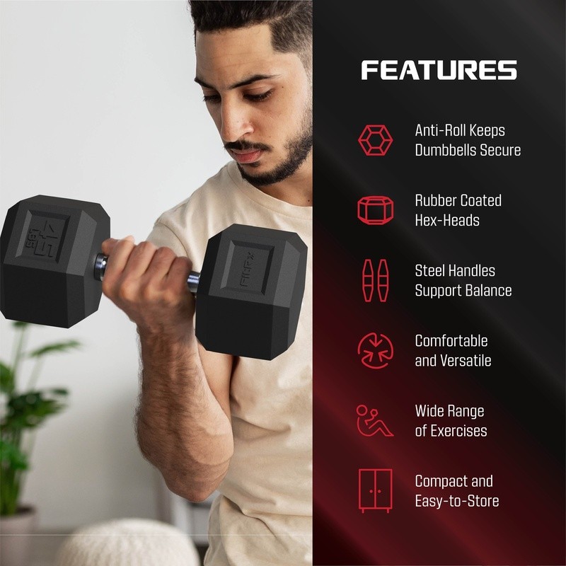 35 lbs Rubber Coated Hex Dumbbell Durable Anti Roll Solid Steel Handle New